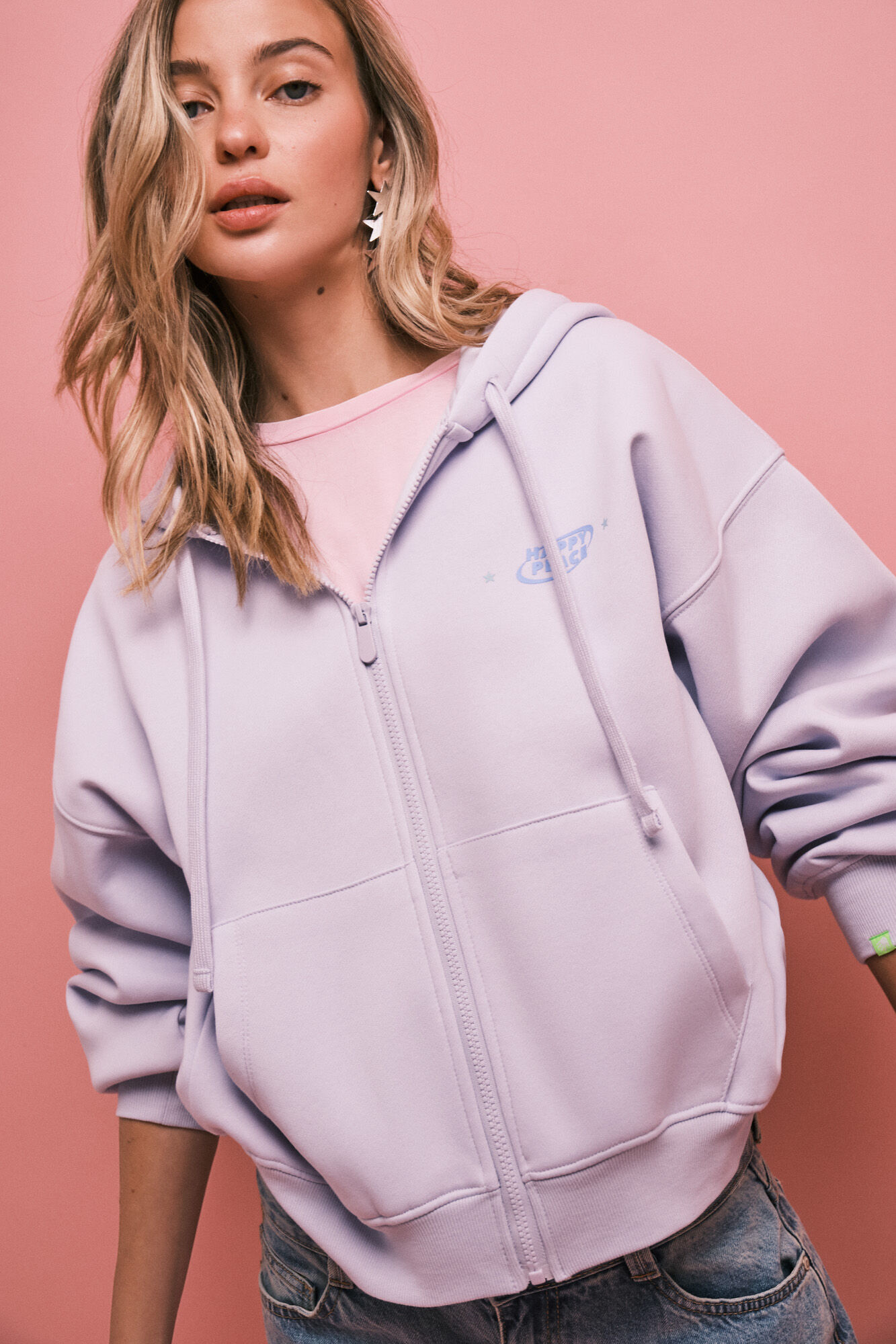 HI&BYE Sudadera con cierre y capucha lila
