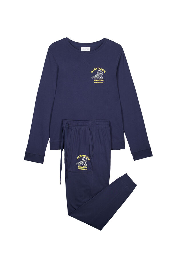 Women'secret Pijama larga de algod&oacute;n azul Garfield azul