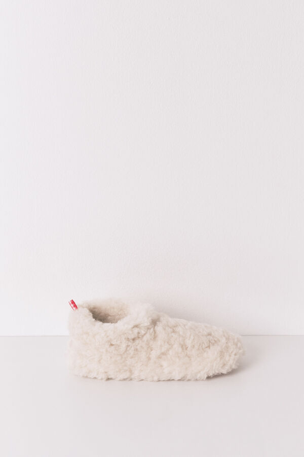 Women'secret Pantuflas para casa botas de pelo blanco Mafalda blanco