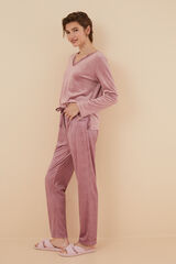Womensecret Pijama terciopelo elástico rosa rosa