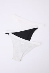Womensecret Pack 3 bragas brasileñas blanco, gris, negro blanco