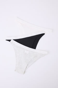 Womensecret Pack 3 bragas brasileñas blanco, gris, negro blanco