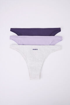 Womensecret Pack 3 panties brasileños algodón morado, gris y lila 