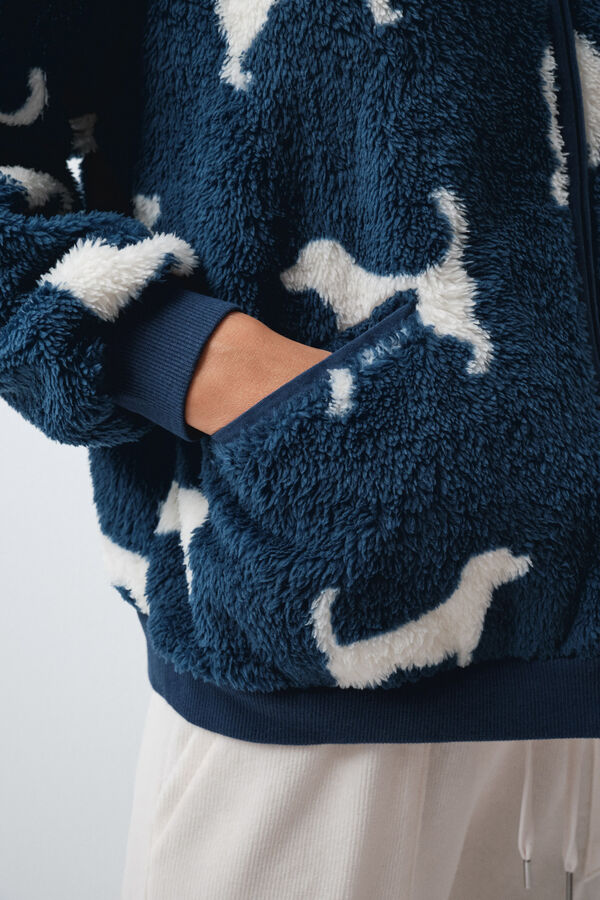 Women'secret Chamarra fluffy para perros azul estampado