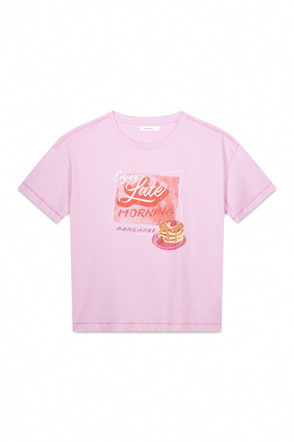 Womensecret Playera manga corta rosa 100% algodón rosa