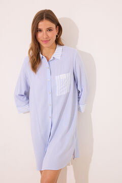 Womensecret Playera de dormir short de viscosa a rayas azul