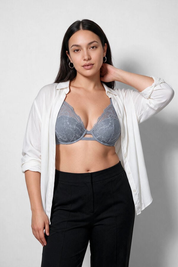 Women'secret Brasier halter con relleno de encaje azul INTUITIVE azul