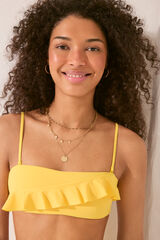 Womensecret Top bikini bandeau con volante amarillo amarillo