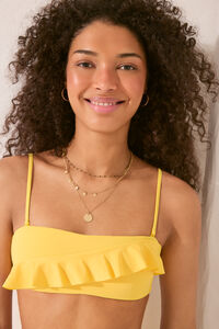 Womensecret Top bikini bandeau con volante amarillo amarillo