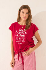Womensecret Playera de manga corta de Snoopy roja 100 % algodón rojo