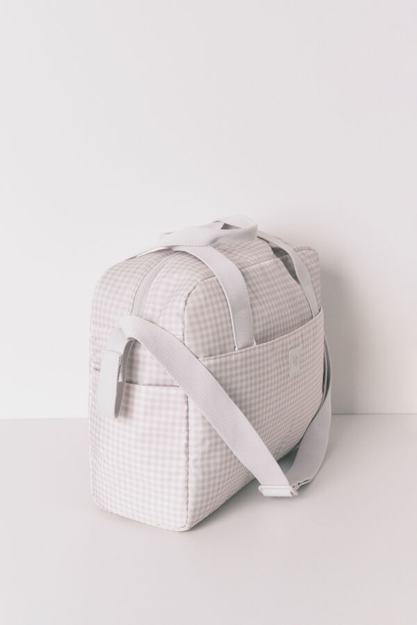 Womensecret Bolsa de premamá grande de cuadros vichy en gris oscuro . gris
