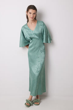 Womensecret Vestido caftán satén jacquard verde verde
