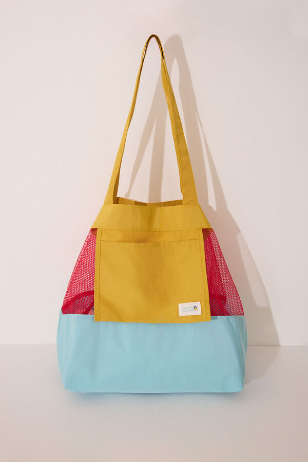 Womensecret Bolsa de bolsa de malla y nailon con estampado blanco. blanco