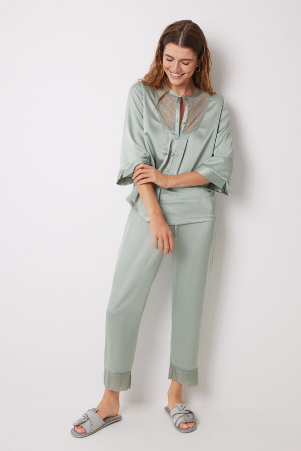Womensecret Pijama larga chiffon verde verde