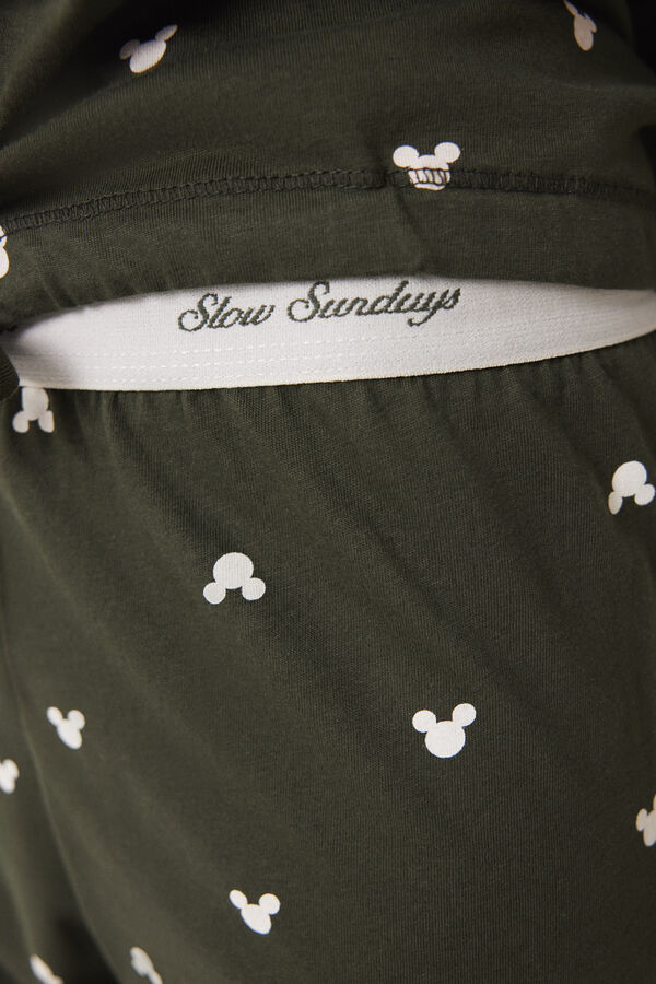 Womensecret Pijama larga con logo de Mickey Mouse kaki