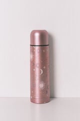 Women'secret Botella térmica de metal rosa con estampado astral rosa