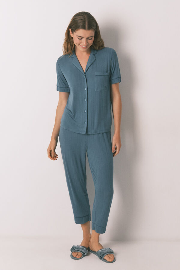 Womensecret Pijama camisera Capri de viscosa verde verde