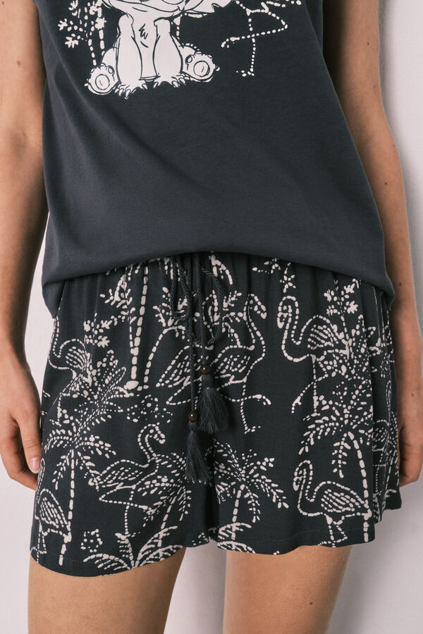 Women'secret Pijama corta de algod&oacute;n sin mangas Stitch gris