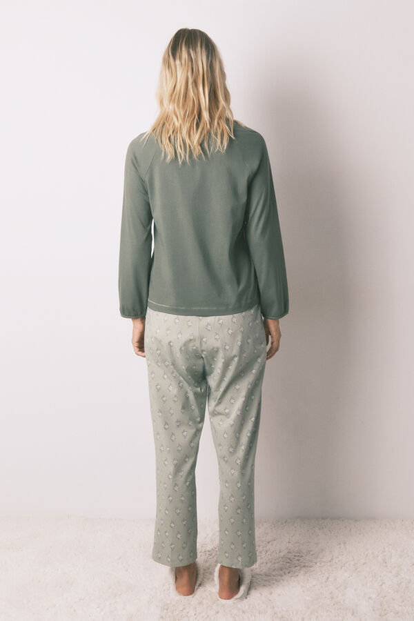 Women'secret Pijama larga con pantal&oacute;n floral kaki