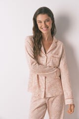 Women'secret Pijama camisera 100% algodón con flores naranjas naranja
