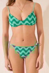 Womensecret Panty de bikini clásica con tirantes con estampado de ondas verdes estampado