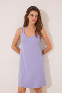 Womensecret Camisón midi de canalé de algodón color lila estampado