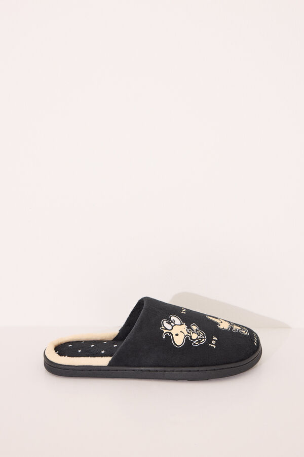 Womensecret Pantuflas para casa negras de Snoppy negro
