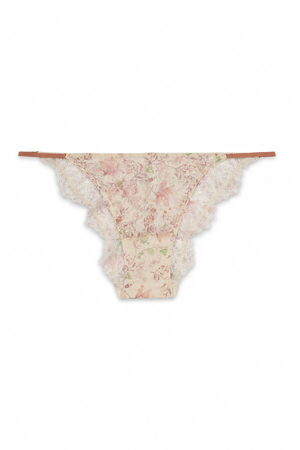Women'secret Panty brasile&ntilde;o de encaje multicolor estampado