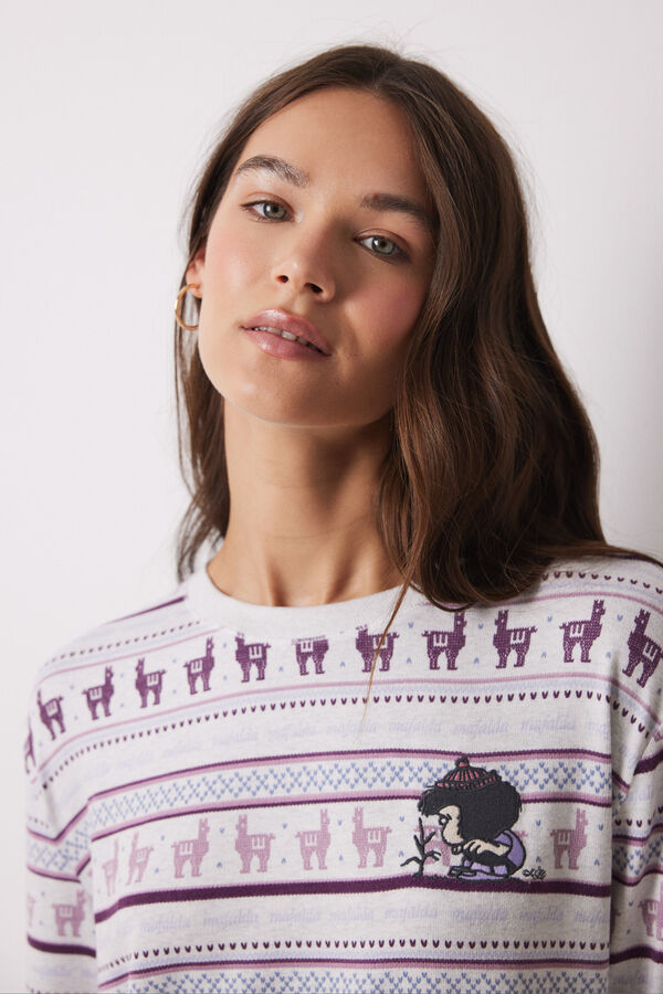 Womensecret Pijama larga canalé supersoft Mafalda estampado