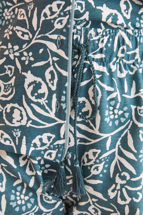 Womensecret Pijama camisera 100% algodón Capri estampado flores estampado