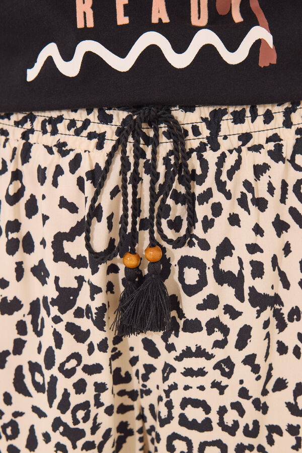Womensecret Pijama con estampado animal de Mickey Mouse negro