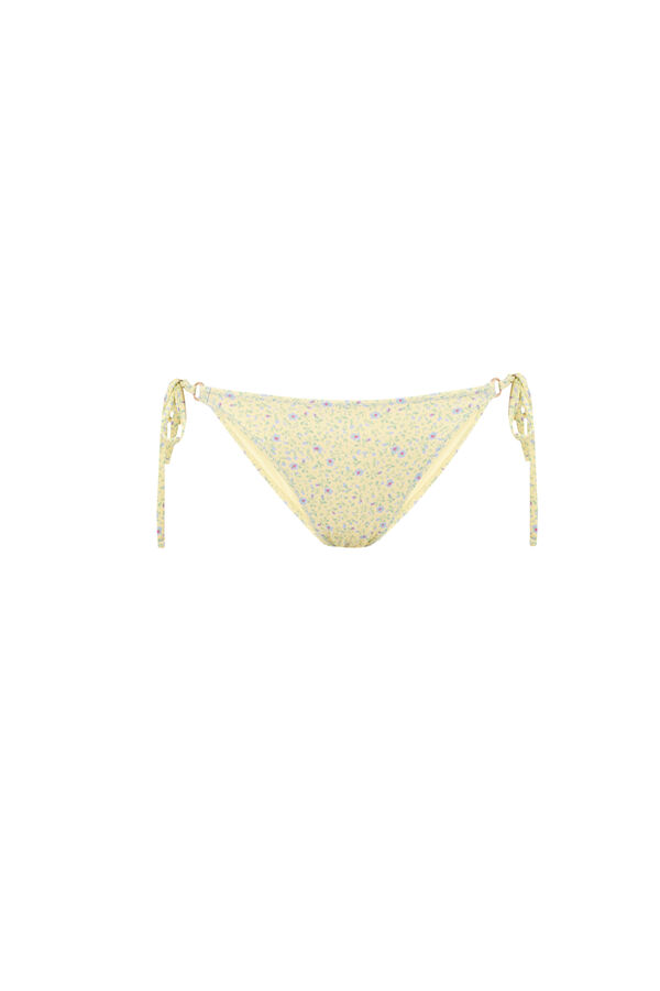 Womensecret Panty de bikini clásica con mini tiras y estampado floral amarillo estampado