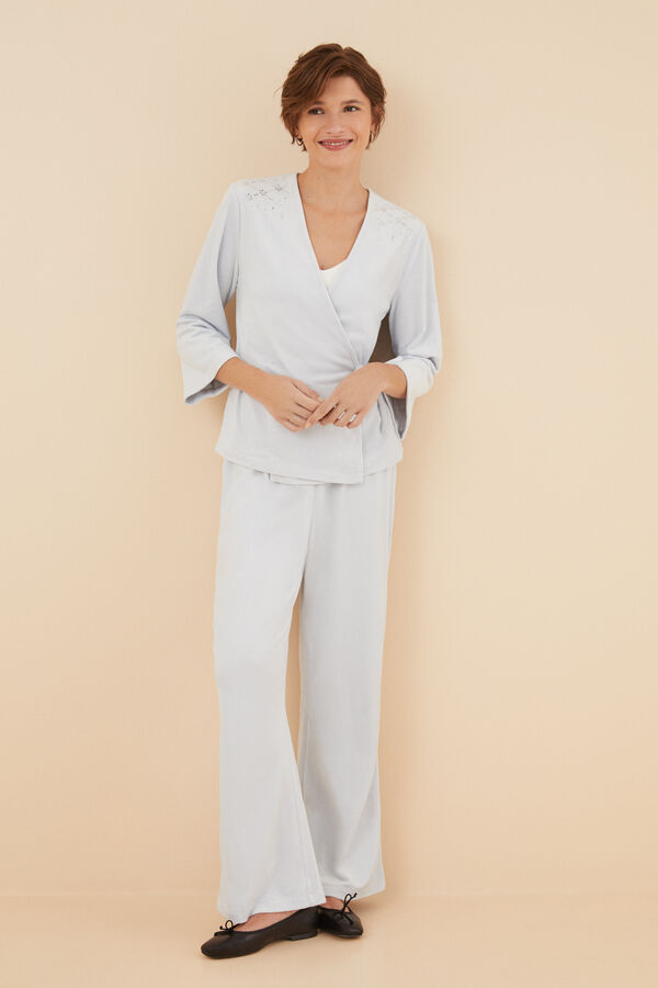 Womensecret Pijama larga cruzada strass espejo azul