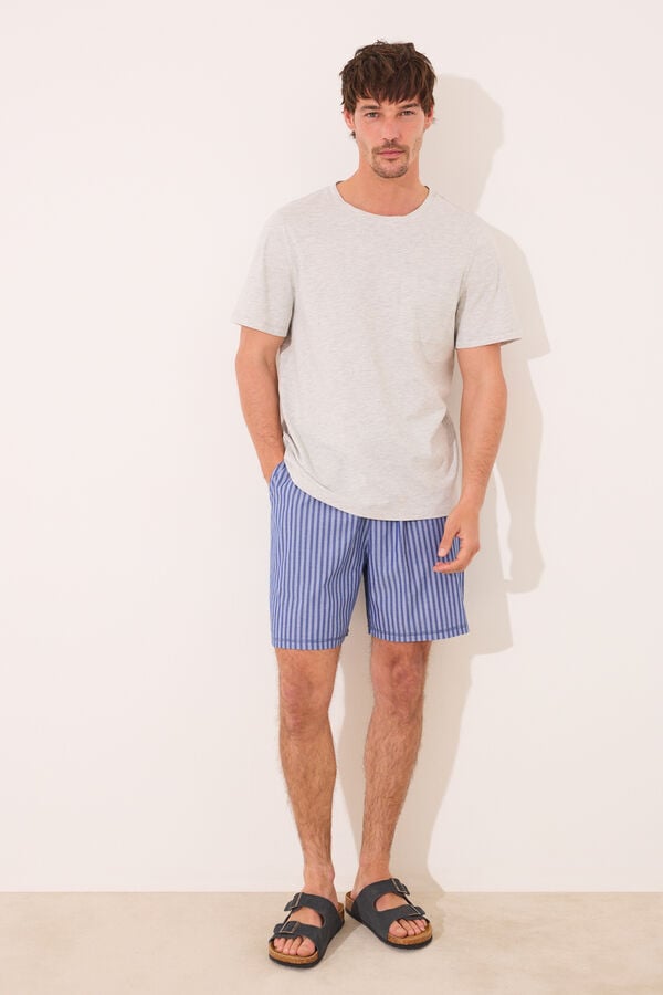 Womensecret Pijama short de algodón gris oscuro gris