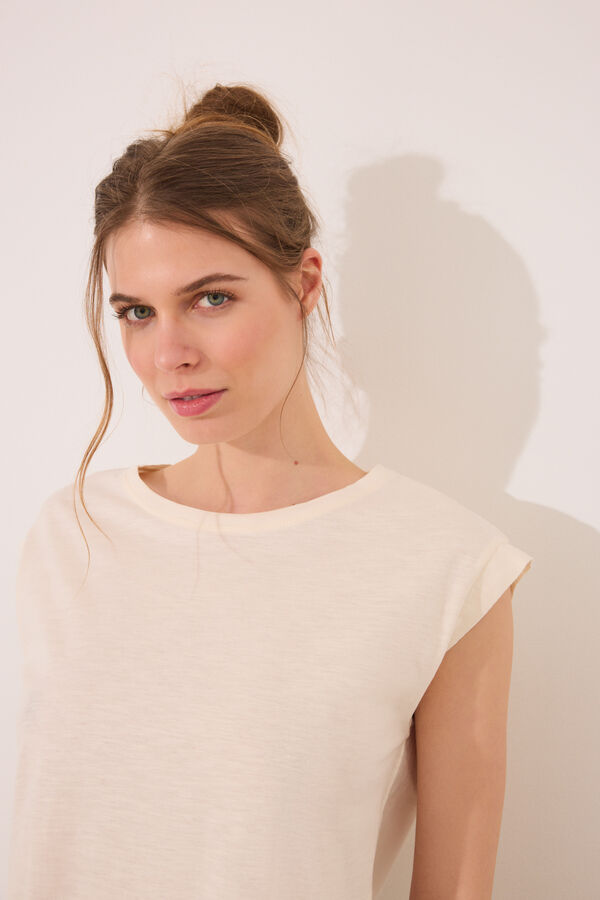 Womensecret Playera de manga blanca  marfil