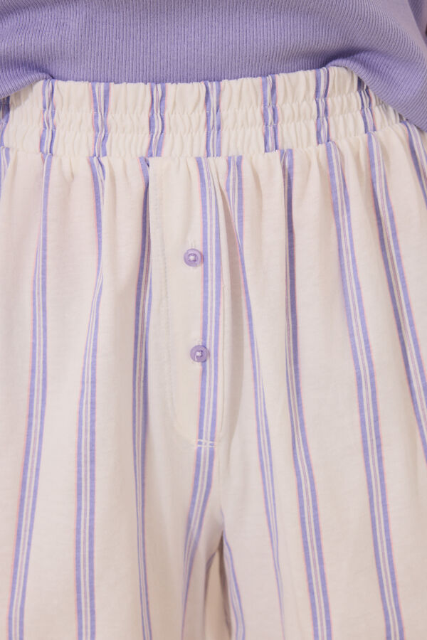 Womensecret Pijama corta de algodón de rayas short morado/lila