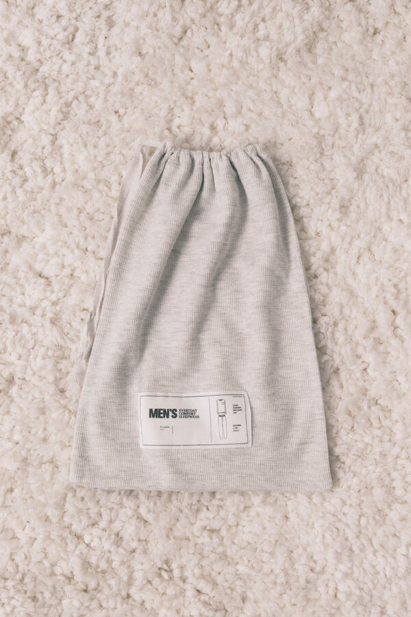 Women'secret Pijama larga de hombre 100% algod&oacute;n gris esqu&iacute; gris