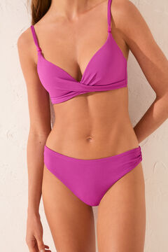 Womensecret Panty de bikini clásica fruncida en color rosa morado/lila