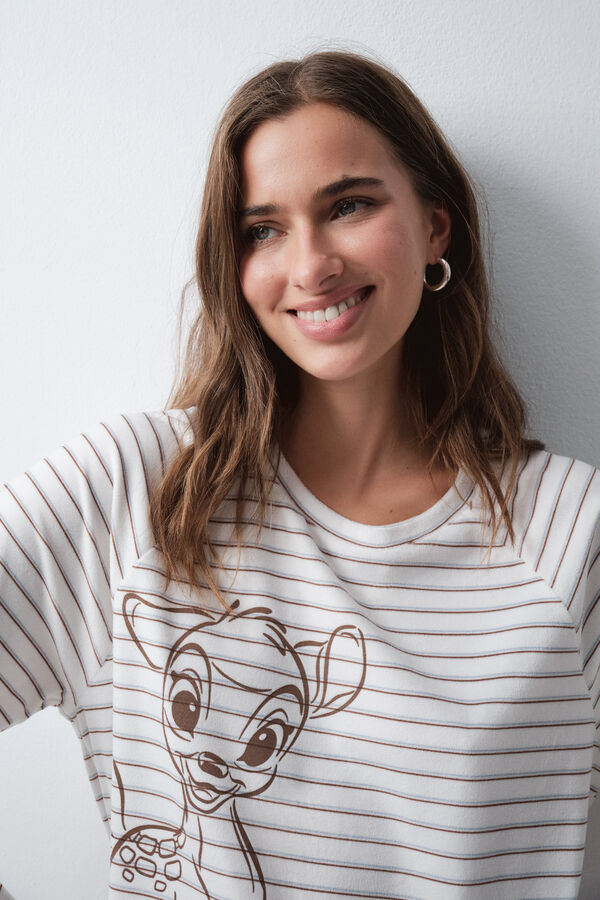 Women'secret Pijama larga Bambi polar suave blanco