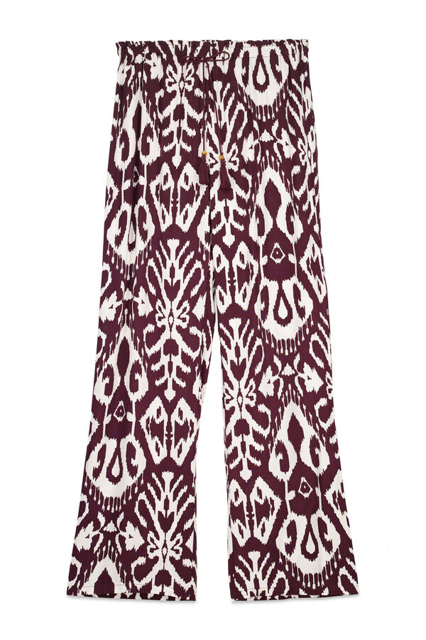 Women'secret Pantalón largo de viscosa con estampado floral púrpura