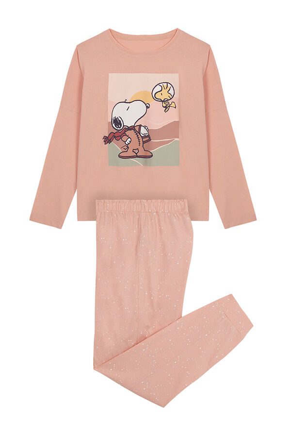 Womensecret Pijama 100% algodón Snoopy manga larga naranja kaki