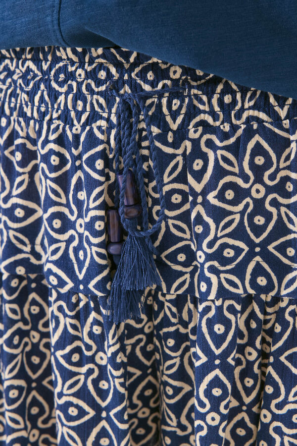 Womensecret Pantalón con estampado de sellos azules estampado