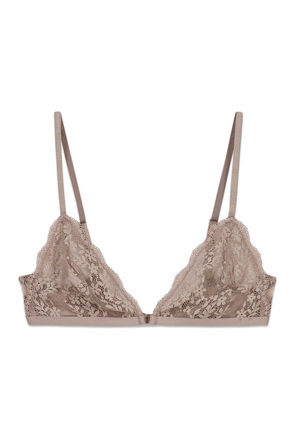 Women'secret Brasier triangular de encaje beige NATURAL nude