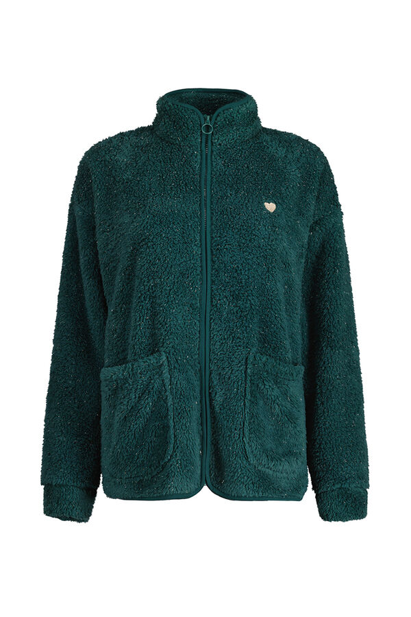 Womensecret Chaqueta pelo lúrex verde verde