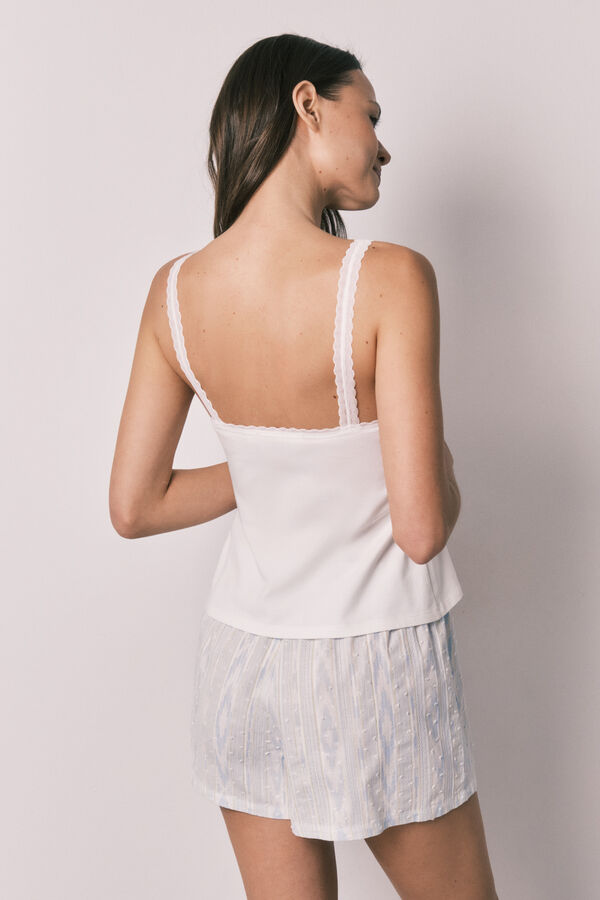 Women'secret Pijama corta de tirantes de algod&oacute;n blanco marfil