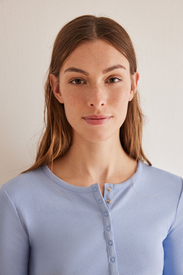 Womensecret Camiseta con cuello redondo 100% algodón azul azul