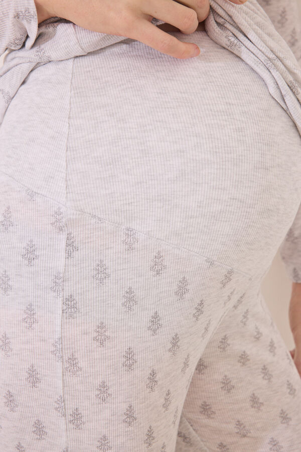 Womensecret Pijama de premamá gris de soft touch gris