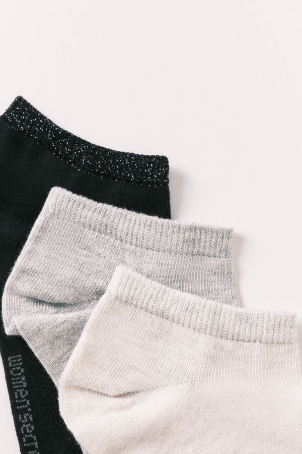 Women'secret Pack 3 calcetines cortos de lurex grises gris