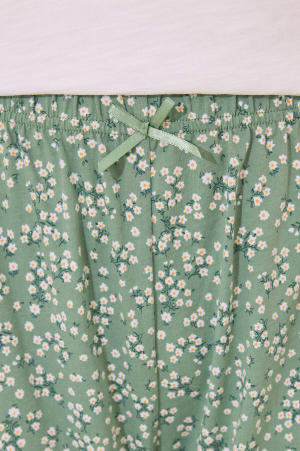 Womensecret Pijama Capri 100% algodón color marfil marfil