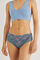 Womensecret Panty brasileño ancho encaje flores azul verdoso verde